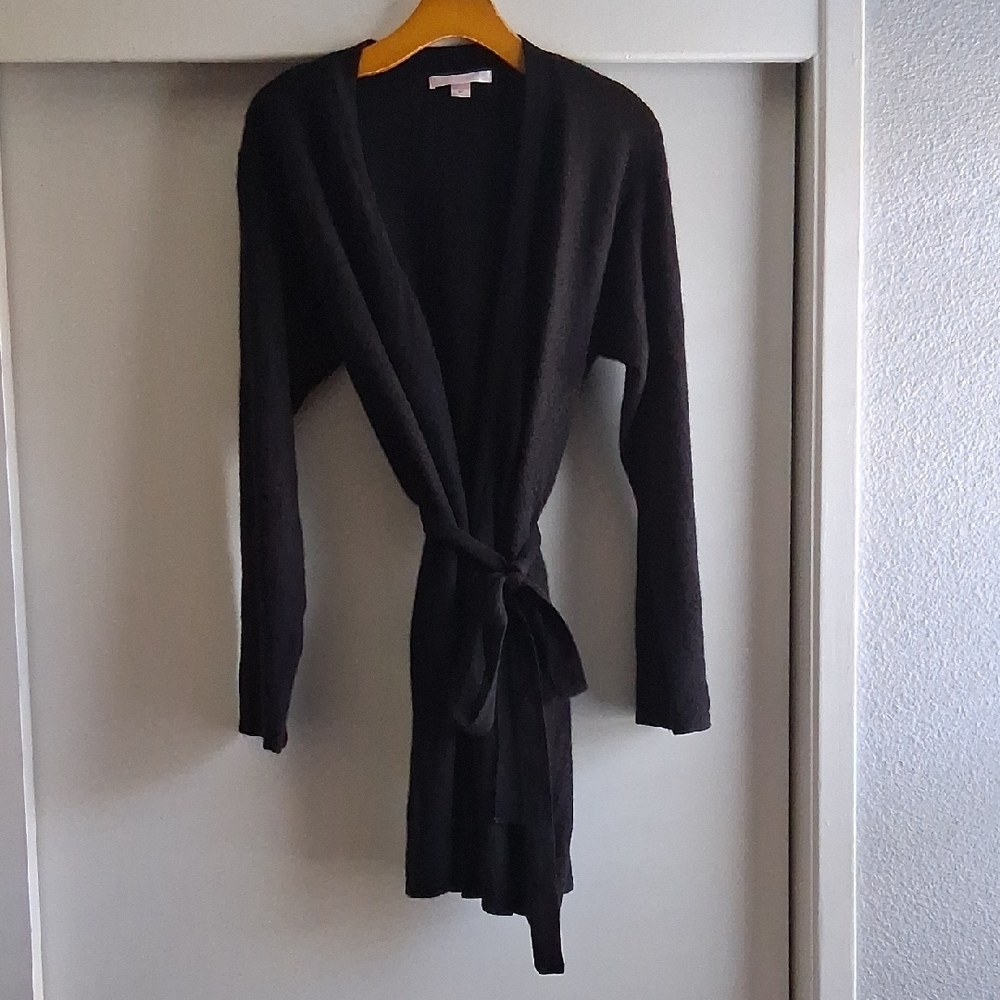 Y2K Victorias Secret 100% Cashmere Black Belted Robe M/L